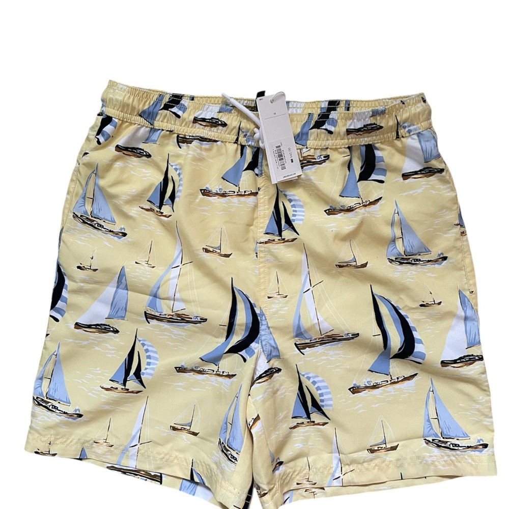 Janie and Jack Yellow Swim Trunks Nautical Design Elastic Waist